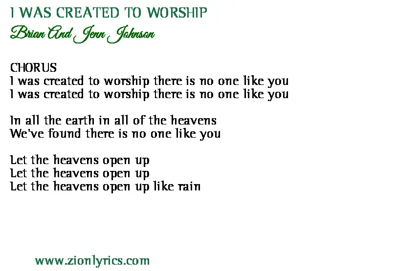 Brian And Jenn Johnson I Was Created To Worship Lyrics