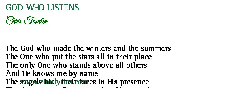 God Who Listens Lyrics Chris Tomlin Zion Lyrics