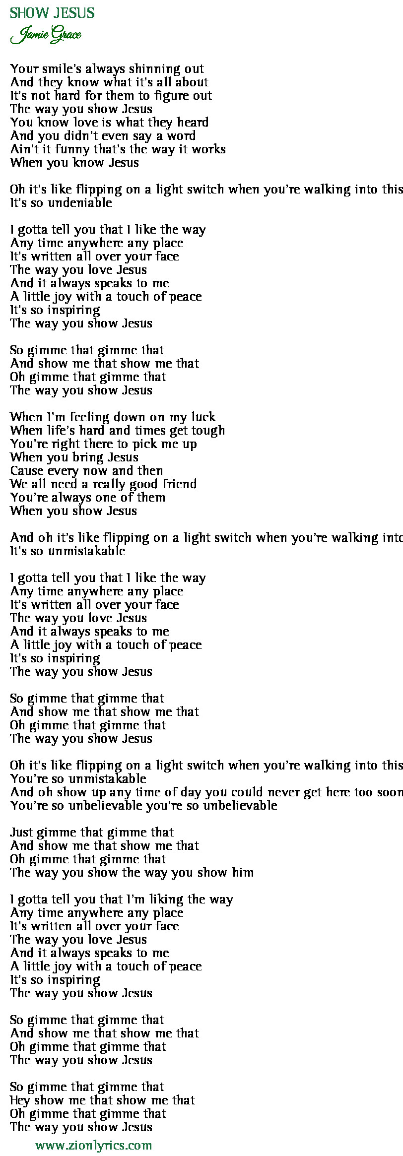 Show Jesus Lyrics Jamie Grace Zion Lyrics