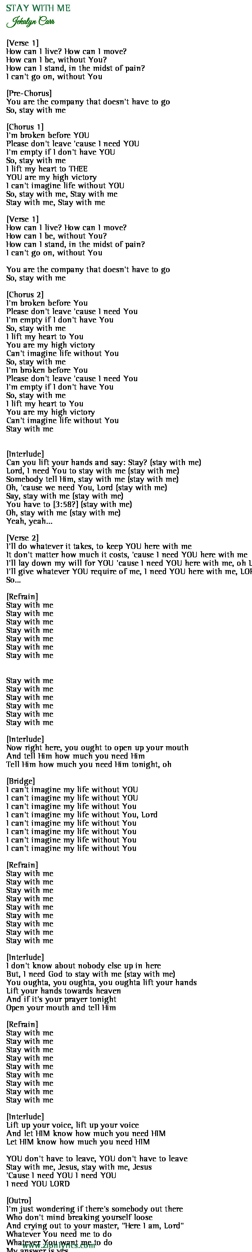 Stay With Me Lyrics Jekalyn Carr Zion Lyrics