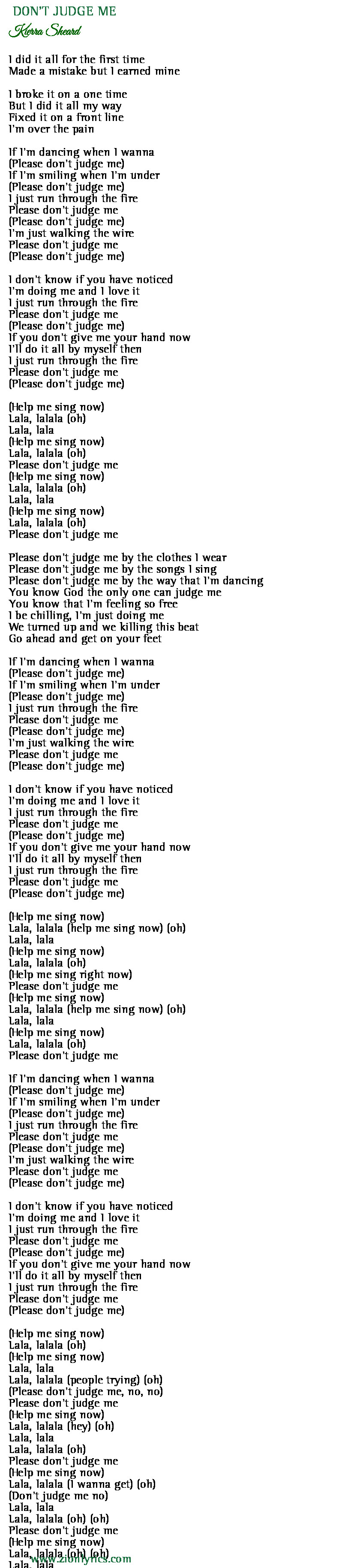 Don T Judge Me Lyrics Kierra Sheard Zion Lyrics