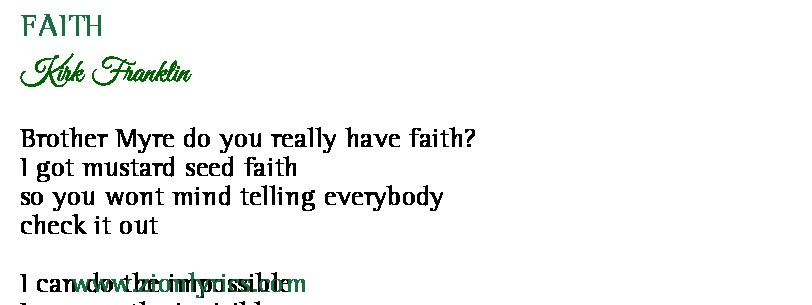 Faith Lyrics Kirk Franklin Zion Lyrics