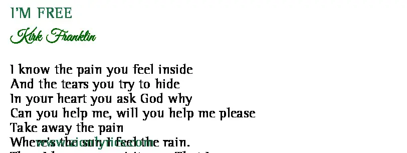 I M Free Lyrics Kirk Franklin Zion Lyrics