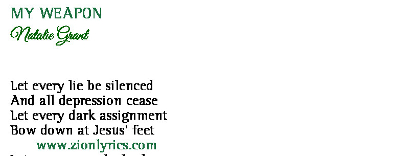 My Weapon Lyrics Natalie Grant Zion Lyrics