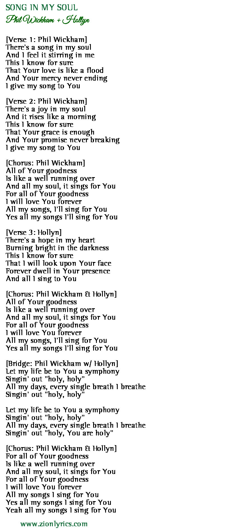 Song In My Soul Lyrics Phil Wickham Hollyn Zion Lyrics