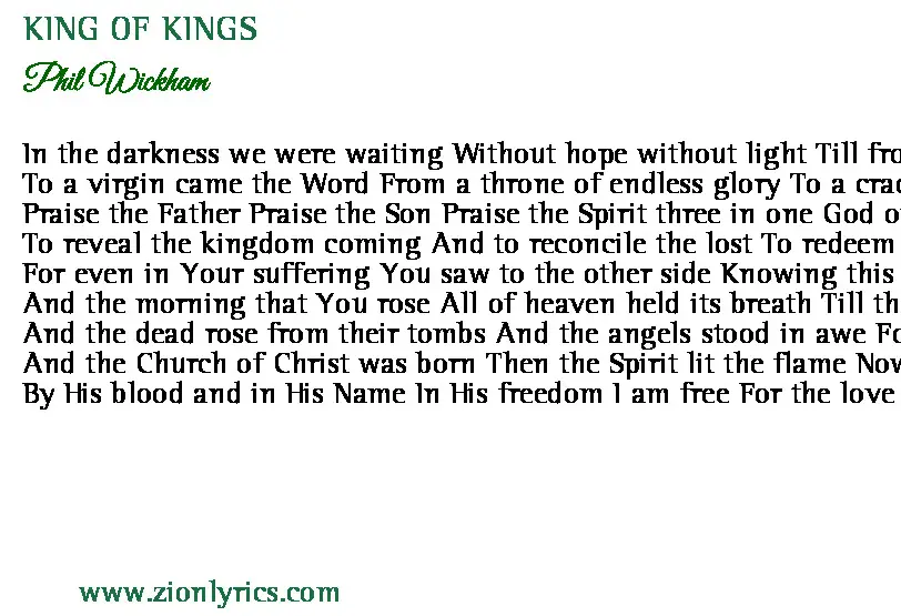 King Of Kings Lyrics Phil Wickham Zionlyrics