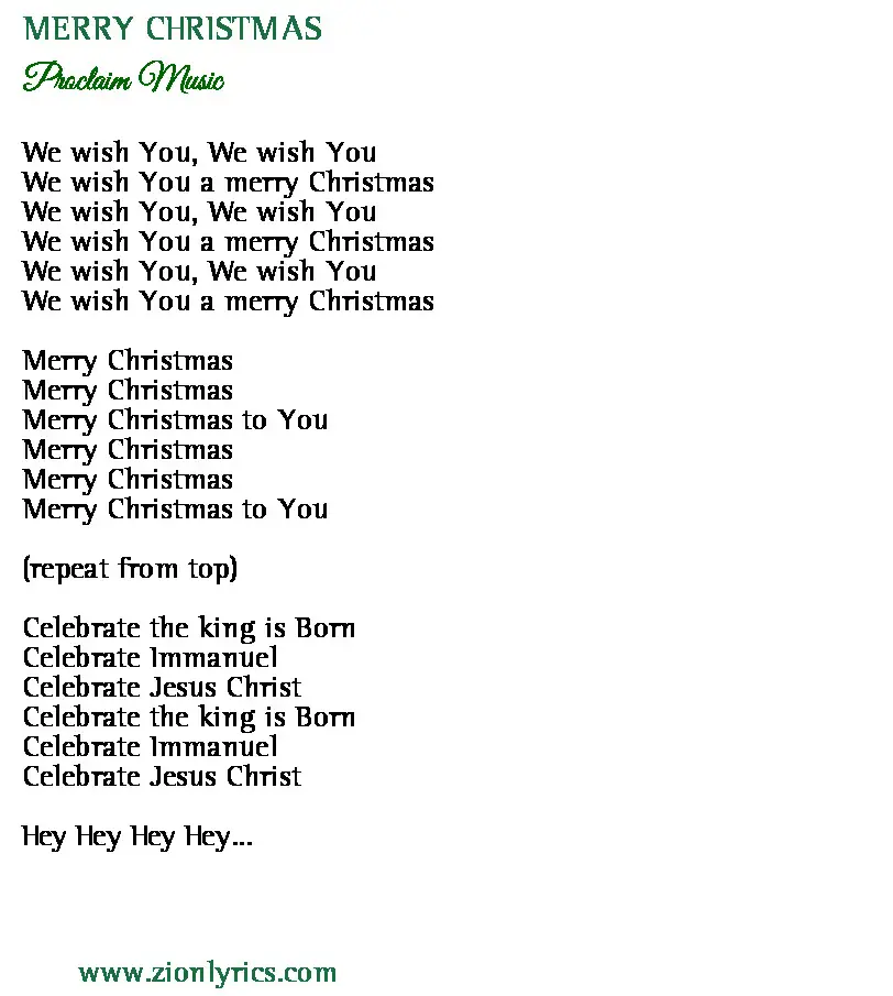 Merry Christmas Lyrics Proclaim Music Zion Lyrics